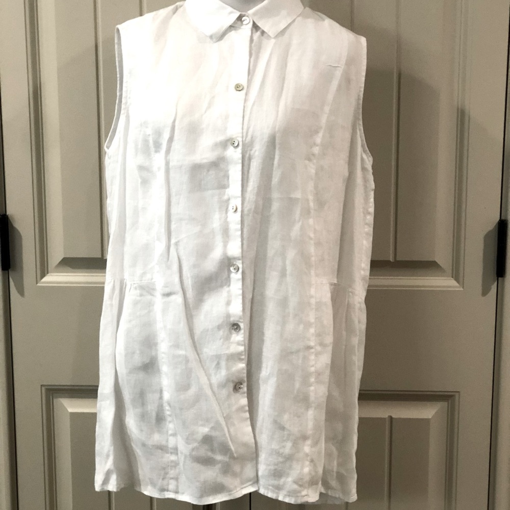 J. Jill Love Linen White Shirt Top Sleeveless